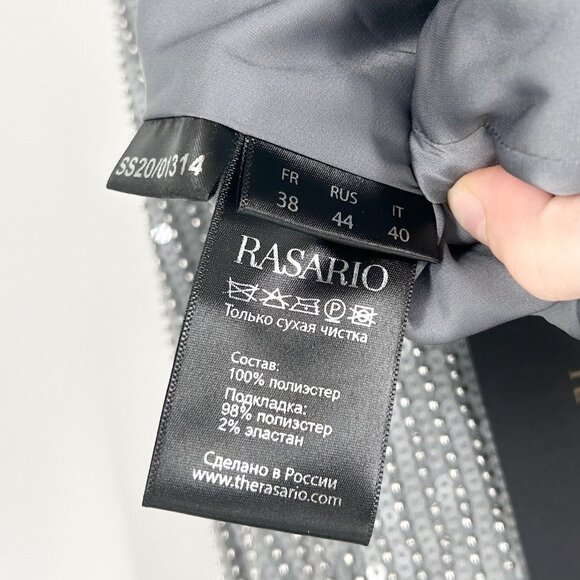 NWT Rasario Silver Sequin Embellished Square Neck Maxi Gown - Picture 9 of 10